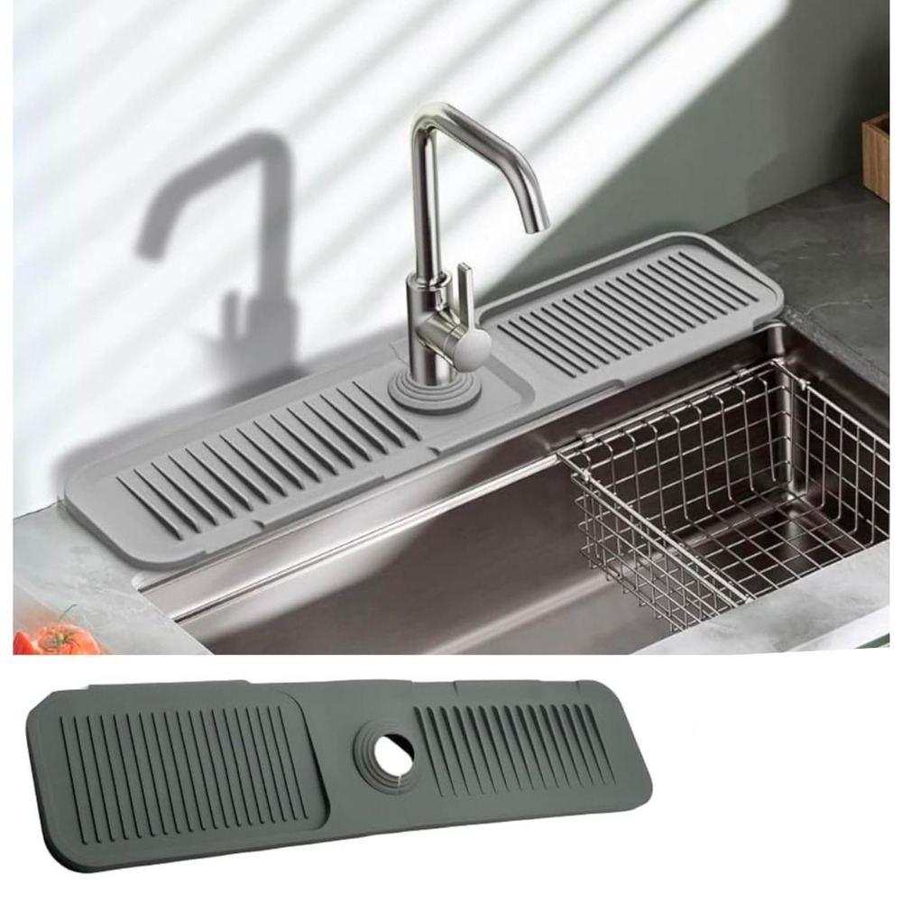 24-Inch Silicone Kitchen Sink Splash Guard and Draining Mat